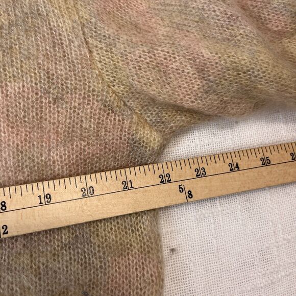 Italy Knit Cardigan Sweater Womens L Vtg Tie Dye Fuzzy Shag Mohair Grunge Cobain - Picture 3 of 8